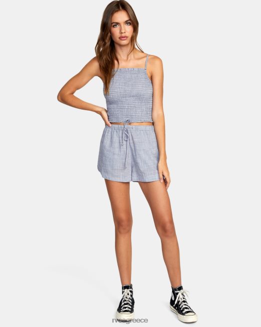 R422N81094 Houndstooth νέο σορτς κορδόνι yume RVCA γυναίκες μπλε γκρι είδη ένδυσης