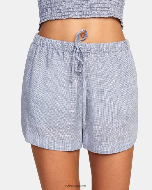 R422N81094 Houndstooth νέο σορτς κορδόνι yume RVCA γυναίκες μπλε γκρι είδη ένδυσης