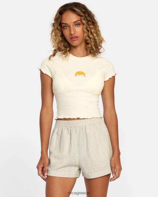 R422N81124 Σορτσάκι με ελαστικό λινό sawyer RVCA γυναίκες κιμωλία είδη ένδυσης