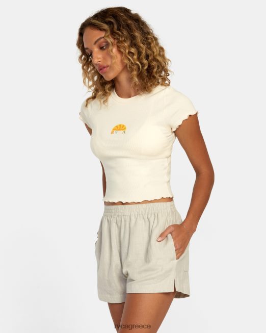 R422N81124 Σορτσάκι με ελαστικό λινό sawyer RVCA γυναίκες κιμωλία είδη ένδυσης