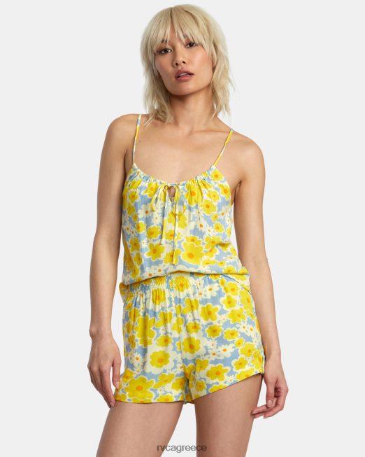 R422N81406 σορτς με ελαστική μέση με στάμπα sawyer RVCA γυναίκες σκονισμένο μπλε είδη ένδυσης