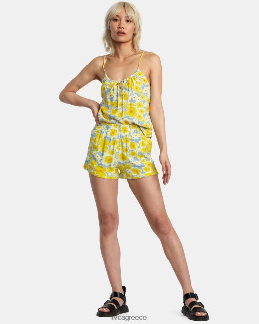 R422N81406 σορτς με ελαστική μέση με στάμπα sawyer RVCA γυναίκες σκονισμένο μπλε είδη ένδυσης