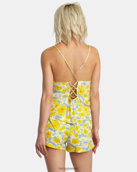 R422N81406 σορτς με ελαστική μέση με στάμπα sawyer RVCA γυναίκες σκονισμένο μπλε είδη ένδυσης