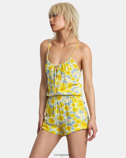 R422N81406 σορτς με ελαστική μέση με στάμπα sawyer RVCA γυναίκες σκονισμένο μπλε είδη ένδυσης