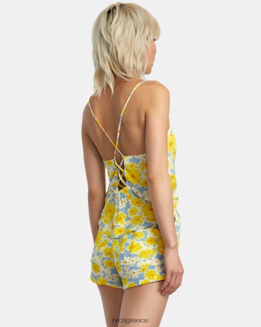 R422N81406 σορτς με ελαστική μέση με στάμπα sawyer RVCA γυναίκες σκονισμένο μπλε είδη ένδυσης