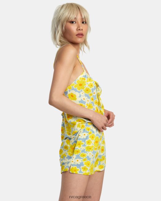 R422N81406 σορτς με ελαστική μέση με στάμπα sawyer RVCA γυναίκες σκονισμένο μπλε είδη ένδυσης