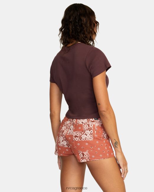 R422N81583 ψηλό σορτς belle RVCA γυναίκες κανέλα είδη ένδυσης