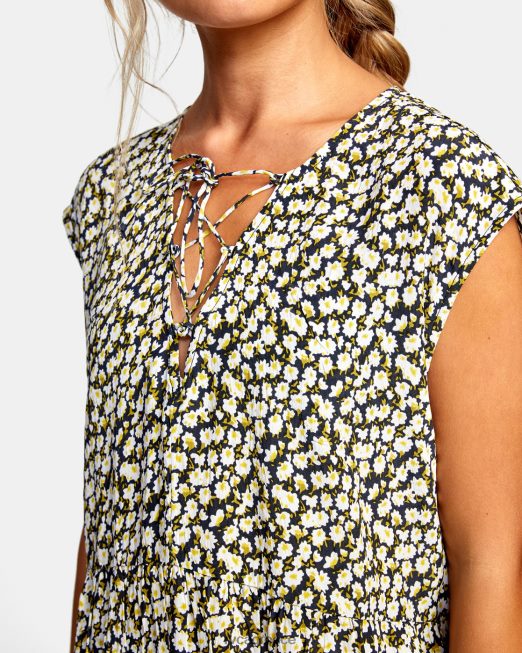 R422N81655 ρηχό αμάνικο babydoll φόρεμα RVCA γυναίκες μαύρος ζάλη