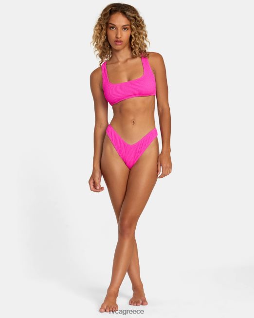 R422N81103 αυλάκια υφή bralette μπικίνι κορυφή RVCA γυναίκες φλουρο ροζ ζάλη