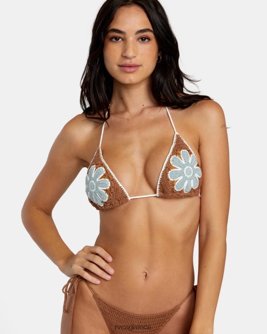 R422N81159 βαμβακερό βελονάκι καπίστρι τρίγωνο μπικίνι RVCA γυναίκες χώμα σιένης ζάλη