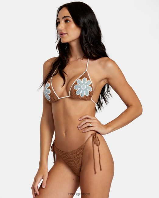 R422N81159 βαμβακερό βελονάκι καπίστρι τρίγωνο μπικίνι RVCA γυναίκες χώμα σιένης ζάλη