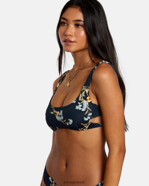 R422N81217 άνθος cutout bralette μπικίνι τοπ RVCA γυναίκες μαύρος ζάλη