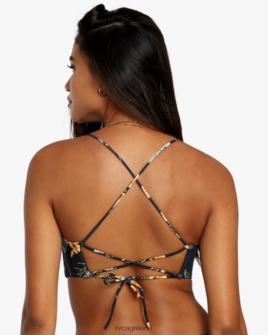 R422N81223 ανθισμένες ραφές crossback μπικίνι RVCA γυναίκες μαύρος ζάλη