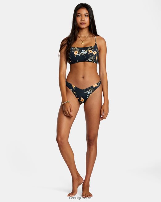 R422N81223 ανθισμένες ραφές crossback μπικίνι RVCA γυναίκες μαύρος ζάλη