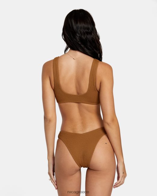R422N81254 αυλάκια υφή bralette μπικίνι κορυφή RVCA γυναίκες χώμα σιένης ζάλη
