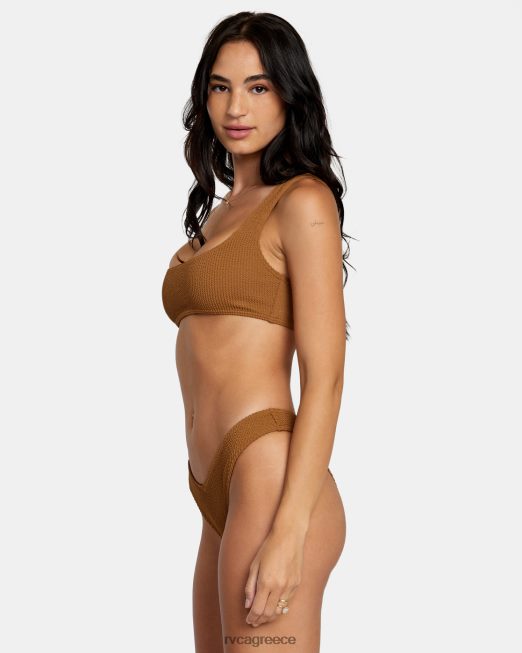 R422N81254 αυλάκια υφή bralette μπικίνι κορυφή RVCA γυναίκες χώμα σιένης ζάλη