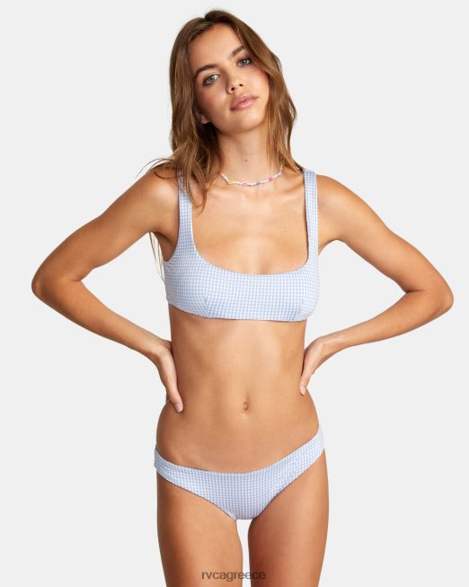 R422N81459 Τοπ μπικίνι gingham αναστρέψιμο bralette RVCA γυναίκες τέφρα μπλε ζάλη