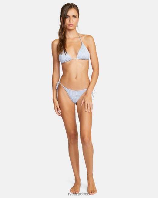 R422N81503 μπικίνι τρίγωνο με αναστρέψιμη ραφή gingham RVCA γυναίκες τέφρα μπλε ζάλη