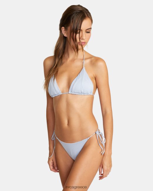 R422N81503 μπικίνι τρίγωνο με αναστρέψιμη ραφή gingham RVCA γυναίκες τέφρα μπλε ζάλη