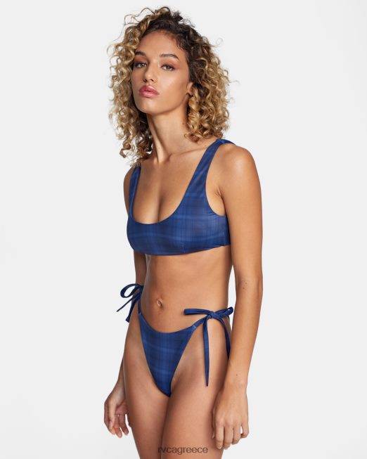 R422N81544 Καρό τοπ μπικίνι bralette πόλης RVCA γυναίκες κυκλοθυμικό μπλε ζάλη