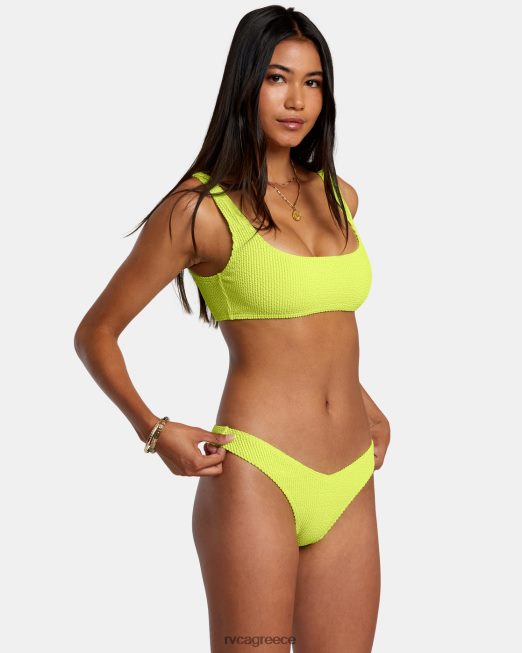 R422N81101 αυλάκια υφή ψηλό πόδι κάτω μπικίνι RVCA γυναίκες νέον κίτρινο ζάλη