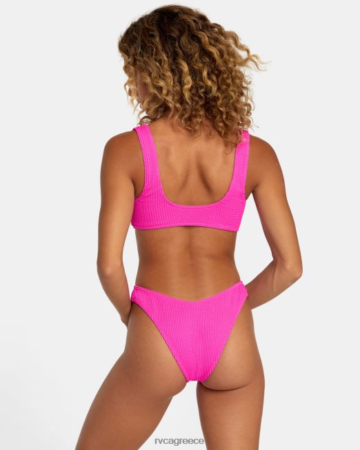 R422N81102 αυλάκια υφή ψηλό πόδι κάτω μπικίνι RVCA γυναίκες φλουρο ροζ ζάλη