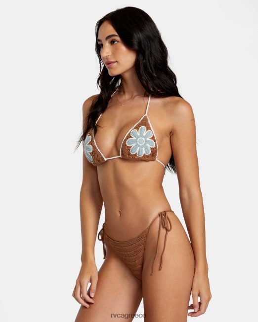 R422N81152 βαμβακερό βελονάκι στο πλάι δέσιμο αναιδές παντελόνι μπικίνι RVCA γυναίκες χώμα σιένης ζάλη