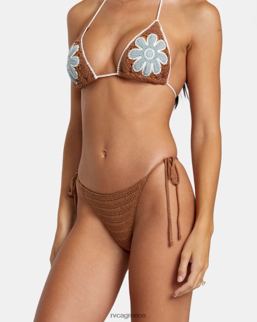 R422N81152 βαμβακερό βελονάκι στο πλάι δέσιμο αναιδές παντελόνι μπικίνι RVCA γυναίκες χώμα σιένης ζάλη