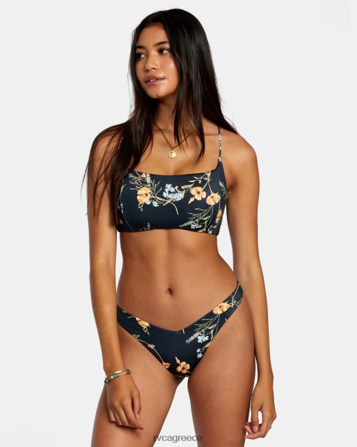 R422N81204 bloom v-μπροστά med γαλλικό παντελόνι μπικίνι με ψηλό πόδι RVCA γυναίκες μαύρος ζάλη