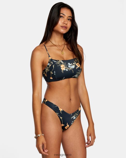 R422N81204 bloom v-μπροστά med γαλλικό παντελόνι μπικίνι με ψηλό πόδι RVCA γυναίκες μαύρος ζάλη