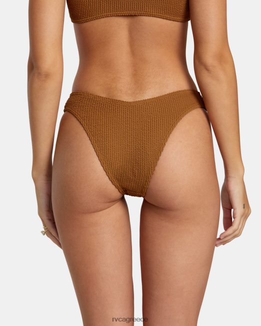 R422N81252 αυλάκια υφή ψηλό πόδι κάτω μπικίνι RVCA γυναίκες χώμα σιένης ζάλη