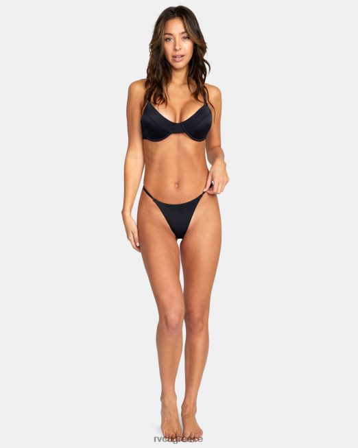 R422N81302 μασίφ εξαιρετικά τσιμπημένο πάτο μπικίνι RVCA γυναίκες μαύρος ζάλη