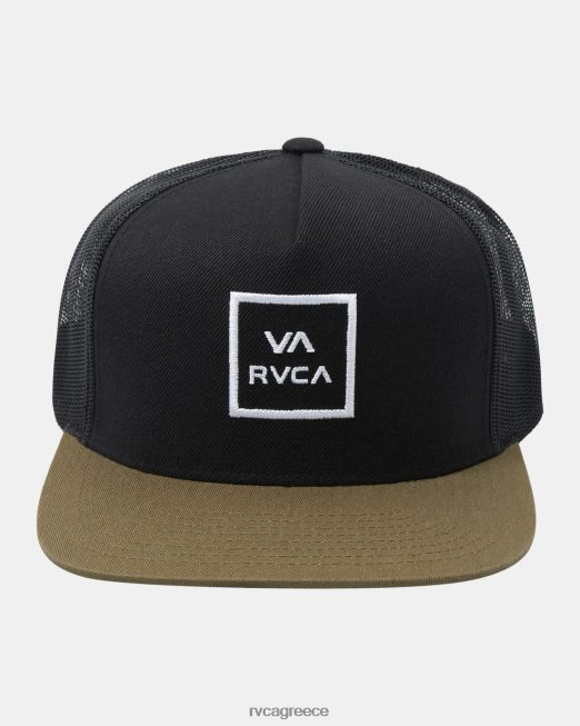 R422N8401 va all the way trucker καπέλο RVCA άνδρες μαύρη ελιά αξεσουάρ