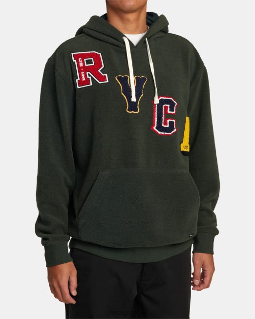 R422N8480 Letterman hoodie RVCA άνδρες κυνηγός πράσινος είδη ένδυσης