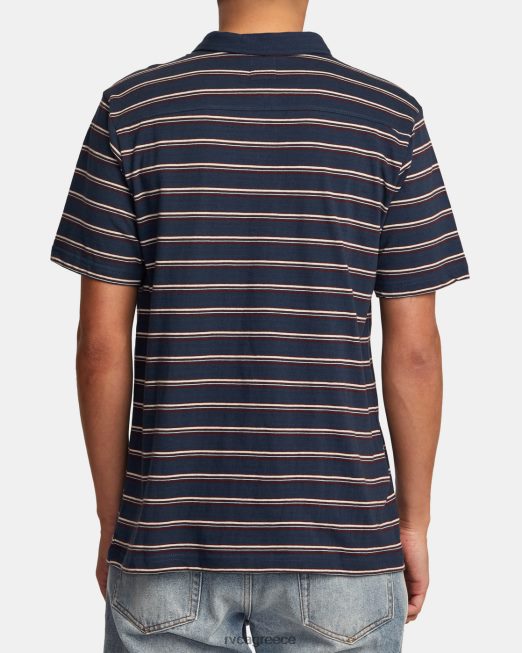 R422N81002 μπλουζάκι πόλο με ρίγες RVCA άνδρες κυκλοθυμικό μπλε είδη ένδυσης