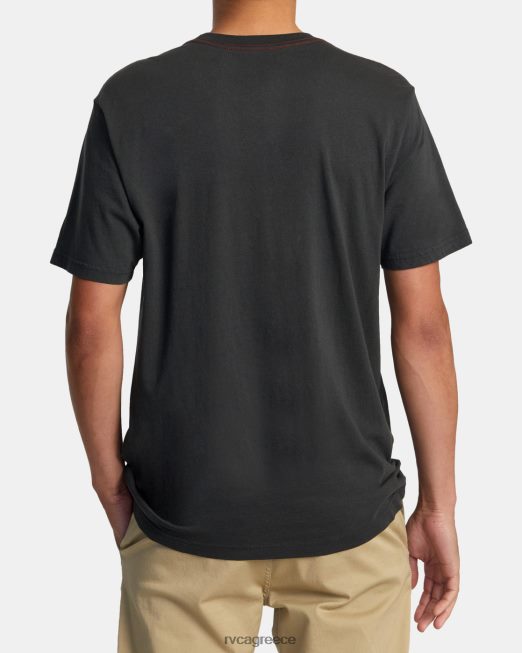 R422N8129 μπλουζάκι χλωρίδας του νησιού της Χαβάης RVCA άνδρες πειρατικό μαύρο είδη ένδυσης