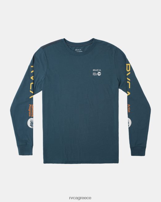 R422N8213 anp μακρυμάνικο μπλουζάκι RVCA άνδρες πάπια μπλε/κίτρινο είδη ένδυσης