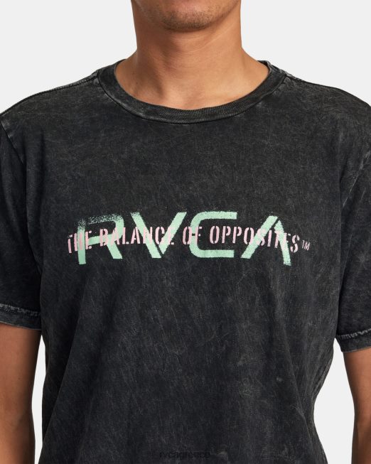 R422N8283 μεγάλο μπλουζάκι με στένσιλ RVCA άνδρες μαύρο σοκ πλύσης είδη ένδυσης