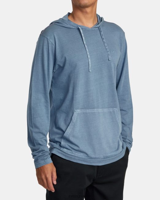 R422N8435 Μακρυμάνικο μπλουζάκι με κουκούλα ptc pigment RVCA άνδρες βιομηχανικό μπλε είδη ένδυσης