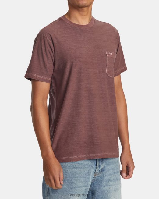 R422N8482 T-shirt με ρίγες ptc RVCA άνδρες κόκκινη γη είδη ένδυσης
