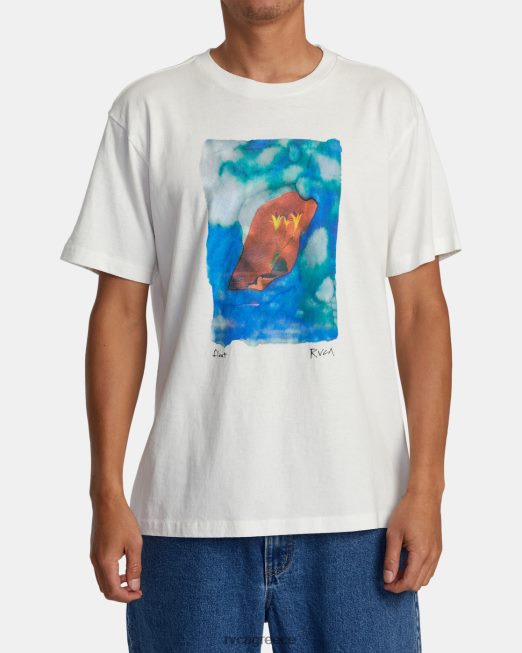 R422N851 float μπλουζάκι Colin Susingham RVCA άνδρες αντίκα λευκό είδη ένδυσης