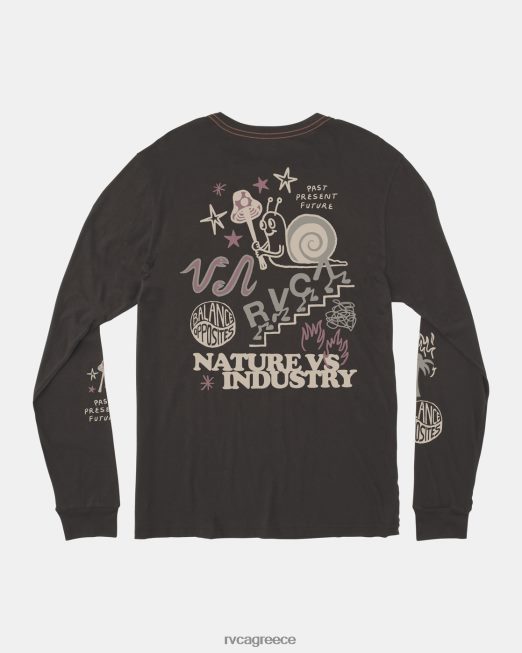 R422N8527 καψαλισμένο μακρυμάνικο μπλουζάκι RVCA άνδρες πειρατικό μαύρο είδη ένδυσης