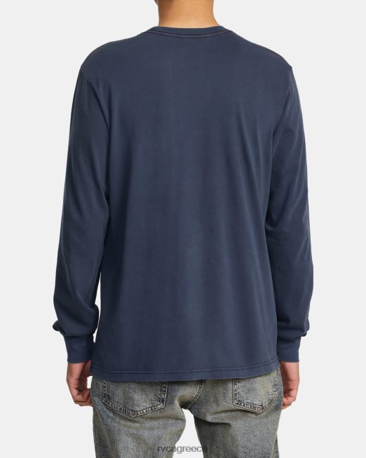 R422N8682 μακρυμάνικο μπλουζάκι ptc pigment RVCA άνδρες κυκλοθυμικό μπλε είδη ένδυσης