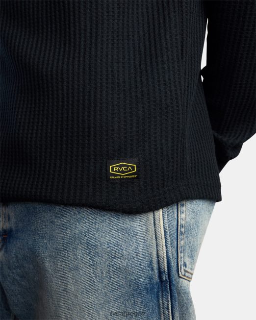 R422N8684 μακρυμάνικο θερμικό μπλουζάκι day shift RVCA άνδρες μαύρος είδη ένδυσης