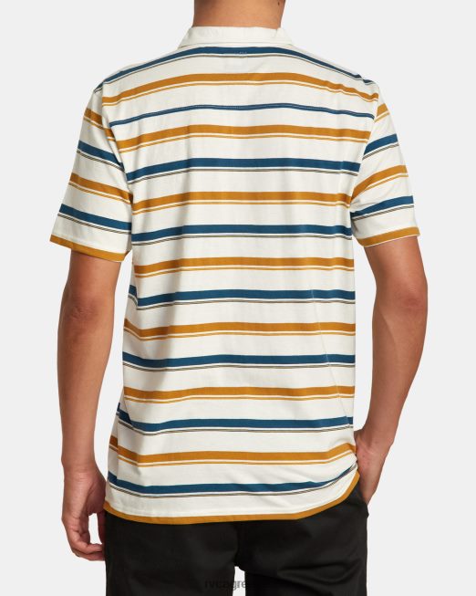 R422N869 μπλουζάκι πόλο με ρίγες RVCA άνδρες αντίκα λευκό είδη ένδυσης