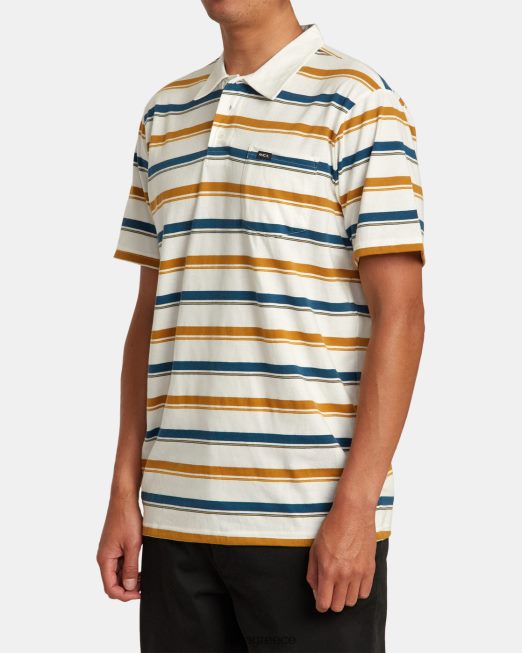 R422N869 μπλουζάκι πόλο με ρίγες RVCA άνδρες αντίκα λευκό είδη ένδυσης