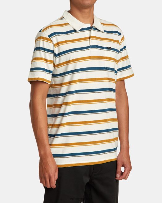 R422N869 μπλουζάκι πόλο με ρίγες RVCA άνδρες αντίκα λευκό είδη ένδυσης