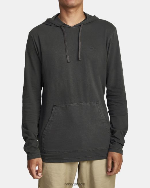 R422N8851 Μακρυμάνικο μπλουζάκι με κουκούλα ptc pigment RVCA άνδρες πειρατικό μαύρο είδη ένδυσης