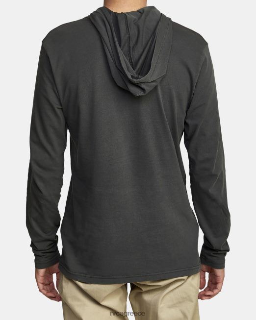 R422N8851 Μακρυμάνικο μπλουζάκι με κουκούλα ptc pigment RVCA άνδρες πειρατικό μαύρο είδη ένδυσης