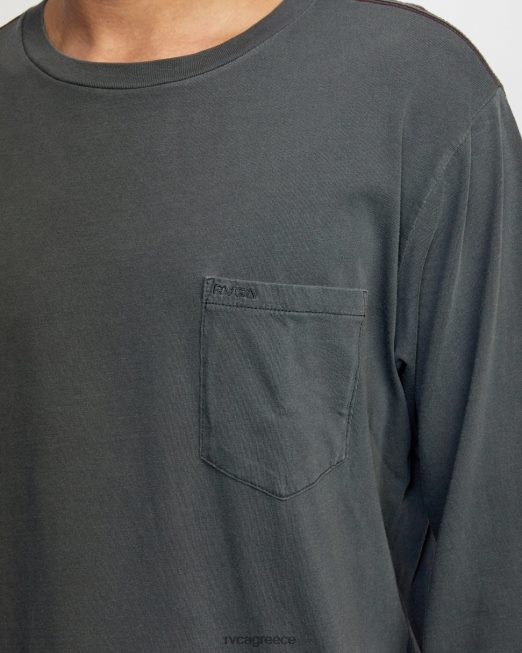 R422N8920 μακρυμάνικο μπλουζάκι ptc pigment RVCA άνδρες πειρατικό μαύρο είδη ένδυσης